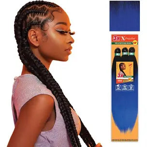 ~Sensationnel X-pression prestretched braiding hair - 3x braid 58 inch all kanekalon flame retardant synthetic braid for box braids and twists (1 pack, T1B/BLU)