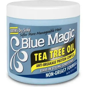 Blue Magic Tea Tree Leave-In Hair Styling Conditioner.