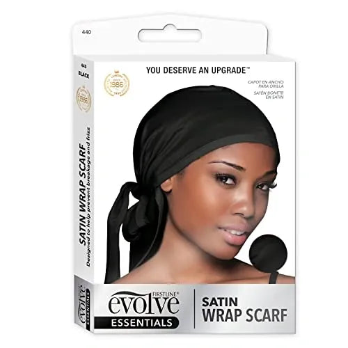 ~Evolve Satin Wrap Scarf, Black