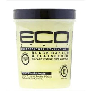 ~Eco Style Ecoco Gel - Black Castor Flaxseed Oil - Long Lasting Shine - Nourishes And Repairs Damaged Hair - Promotes Healthy Scalp - Provides Superior And Weightless Hold - Effortless Style - 16 Oz