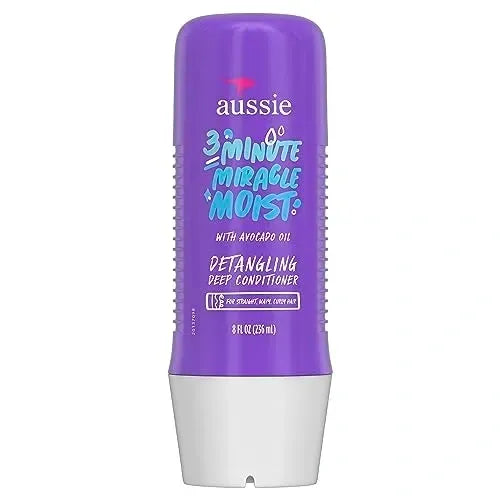 ~Aussie 3 Minute Miracle Moist Detangling Deep Conditioner Treatment with Avocado Oil, 8 fl oz, Paraben and Sulfate Free