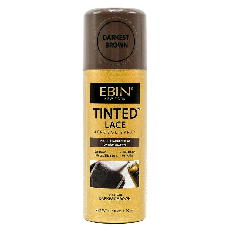 ~EBIN New York Tinted Lace Spray 3.38oz - Darkest Brown, Quick dry Formula,