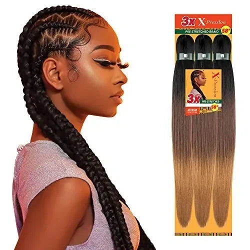 ~Sensationnel X-pression prestretched braiding hair - 3x braid 58 inch all kanekalon flame retardant synthetic braid for box braids and twists (1 pack, T1B/27)