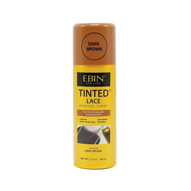 ~EBIN NEW YORK Tinted Lace Aerosol Spray - Dark Brown 2.7oz/ 80ml, Quick dry, Water Resistant, No Residue, Water Resistant, Even Spray, Matching Skin Tone, Natural Look