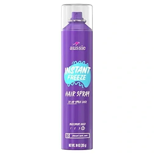~Aussie Instant Freeze Hair Spray for Curly Hair, Straight Hair, and Wavy Hair, 10 oz