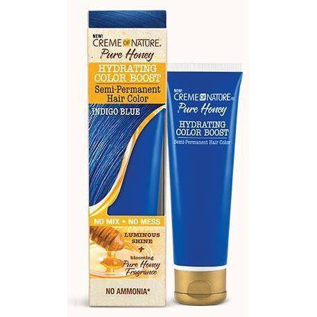 ~Creme Of Nature Pure Honey Hydrating Color Boost Semi Permanent Hari Color Indigo Blue, 3 Oz