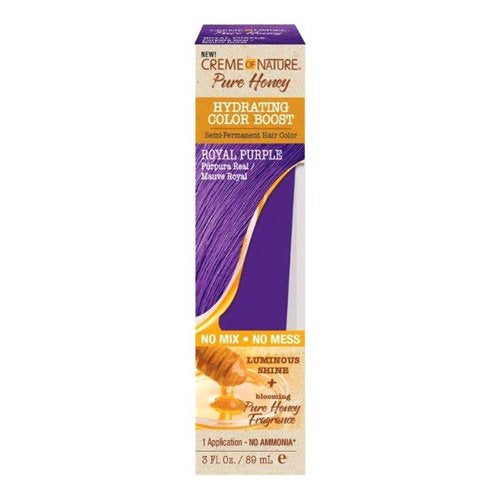~Creme Of Nature Pure Honey Hydrating Color Boost Semi Permanent Hair Color Royal Purple, 3 Oz