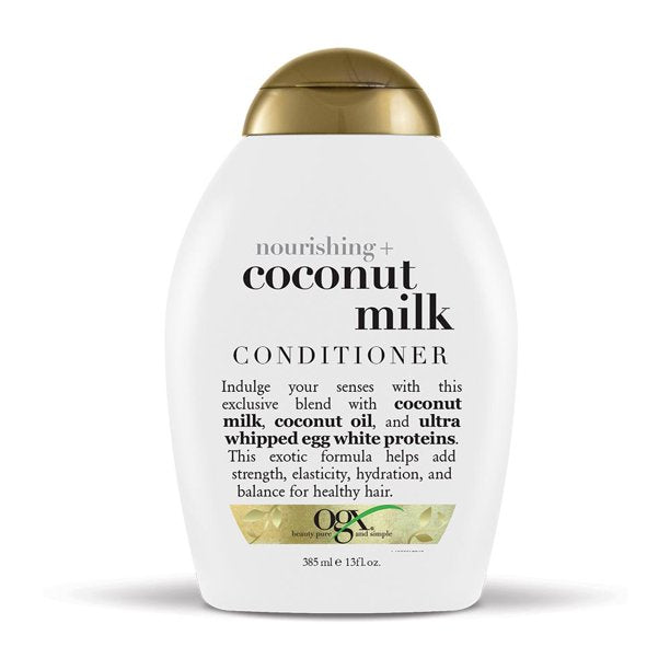 ~OGX Nourishing + Coconut Milk Moisturizing Conditioner for Strong & Healthy Hair, with Coconut Milk, Coconut Oil & Egg White Protein, Paraben-Free, Sulfate-Free Surfactants, 13 fl.oz