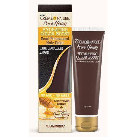 ~Creme Of Nature Pure Honey Hydrating Color Boost Semi Permanent Hair Color Dark Chocolate Brown 3 oz.