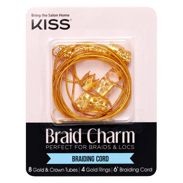 ~KISS Perfect Braid Charm, Assorted Gold Pack with Braiding Cord, 13-pc. Set