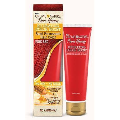 ~Creme Of Nature Pure Honey Hydrating Color Boost Semi Permanent Hair Color Fire Red, 3 Oz